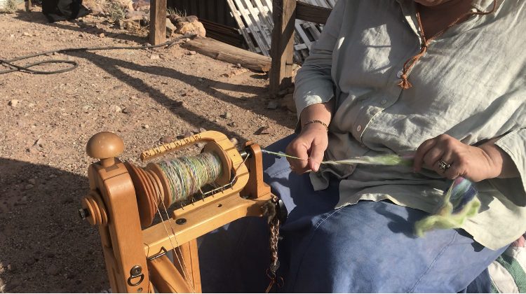 Weaving demo at Calico Days Calico Ghost town