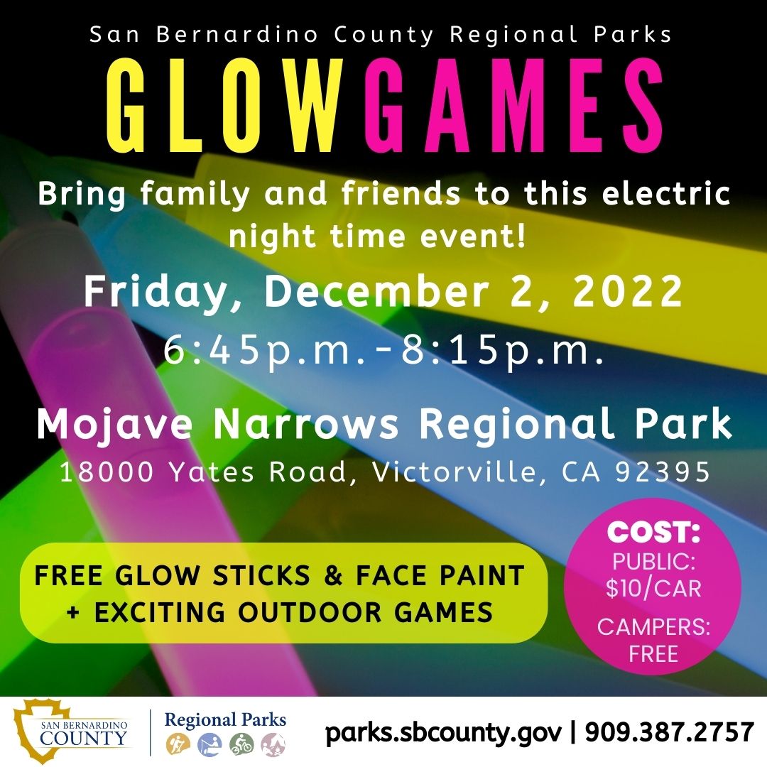 Mojave Narrows glow games flyer