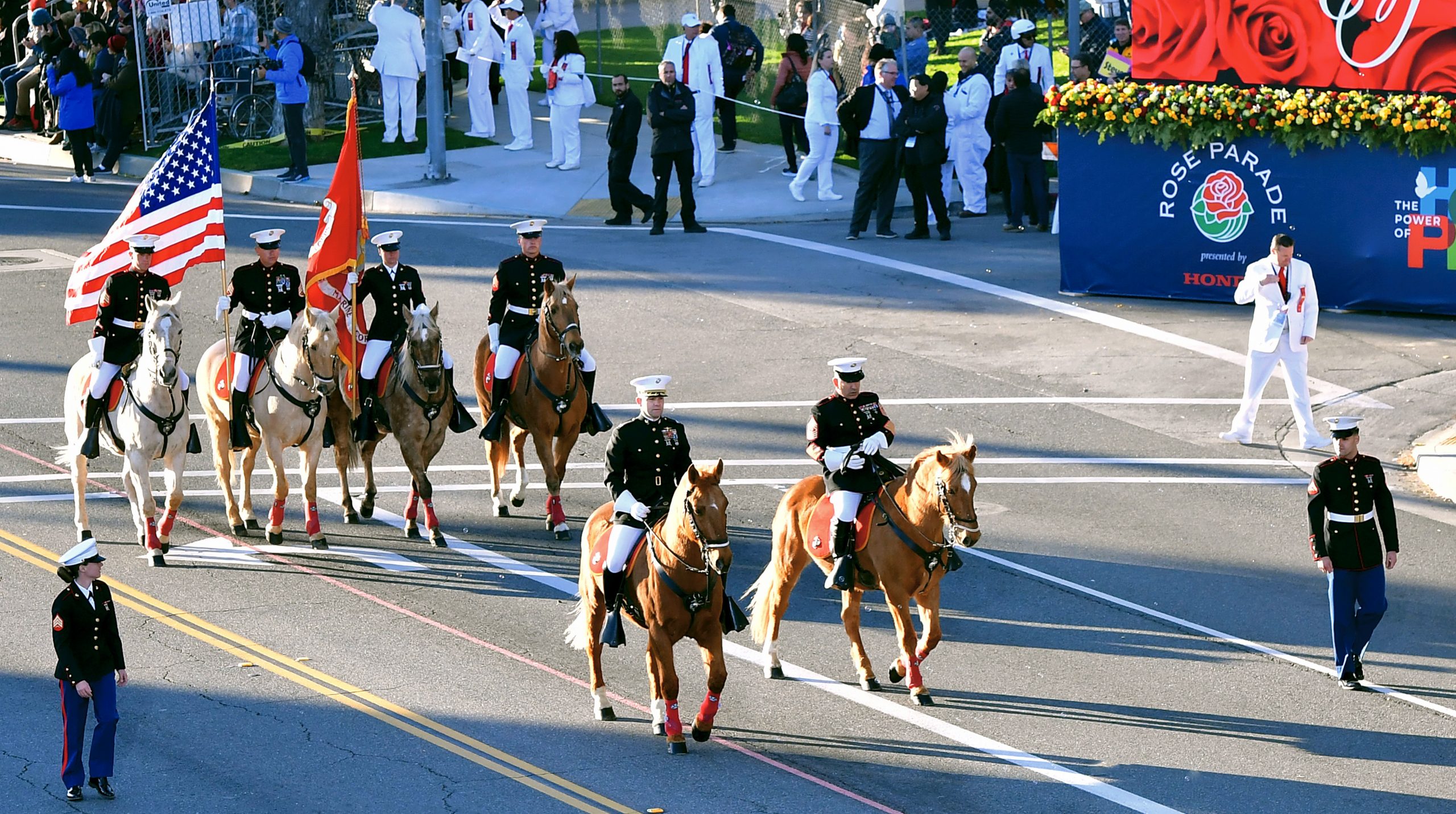 Marine Corps Mounted Color Guard to carry US flag in Rose Parade