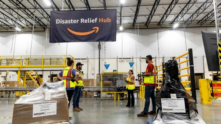 Amazon opens its first US wildfire disaster relief hub in San Bernardino County