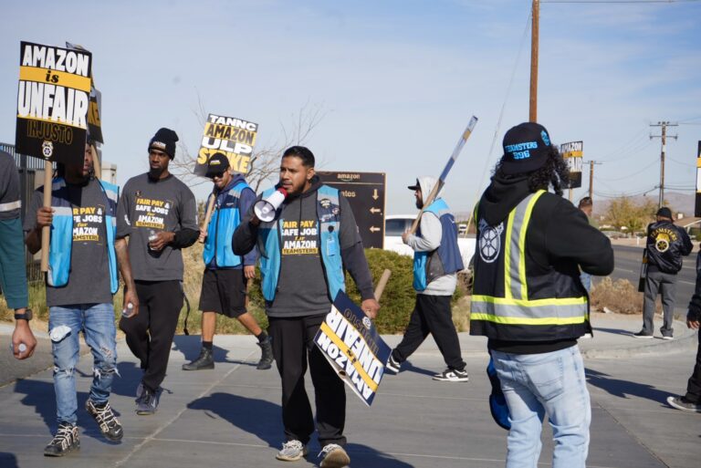 Teamsters say Amazon is denying their workers are on strike