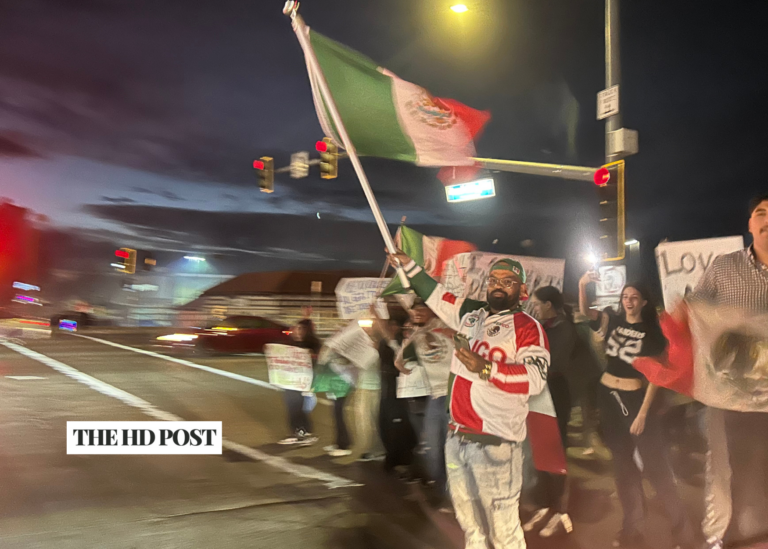 Protesters march in Victorville on Day Without Immigrants